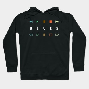 Blues Style Music Player Buttons Retro Colors Hoodie